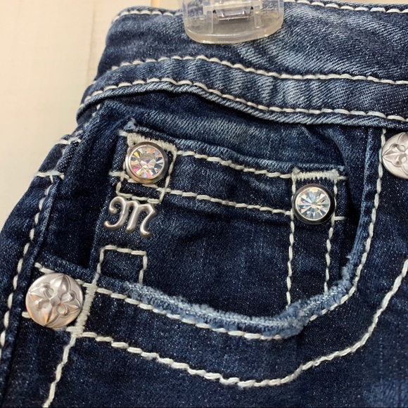 Miss Me Fleur de lis Dark Hailey Skinny Jeans 28 - Picture 10 of 11